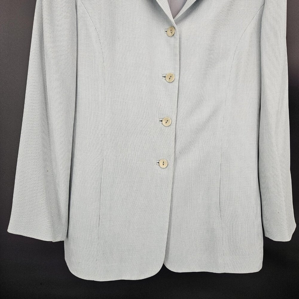 Garfield Marks Blazer Jacket Suit Women 12 Gray Button Micro Check USA Office - Picture 3 of 16